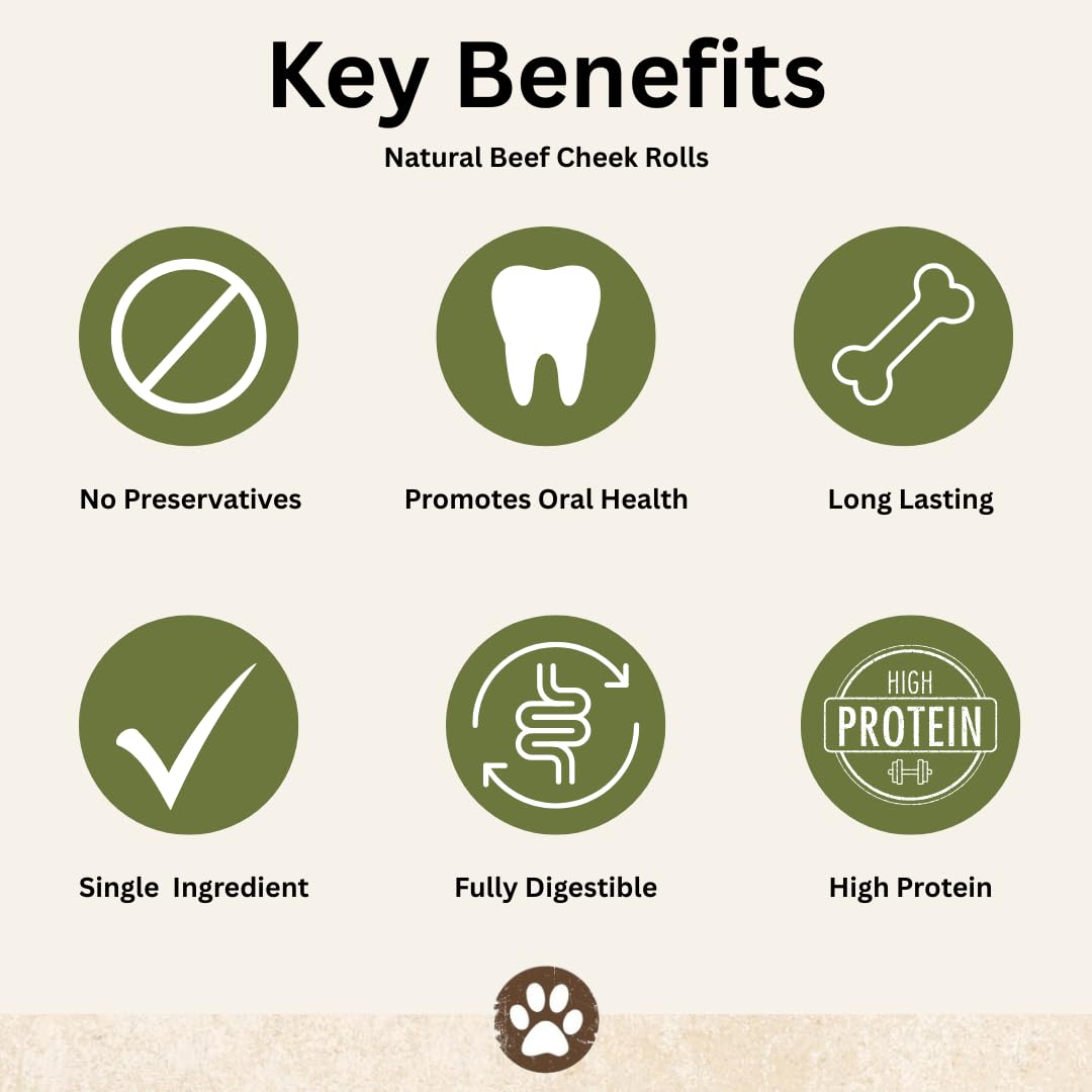 Top Dog Chews rollos de mejilla de res 3 pulgadas, sin cuero crudo para masticadores intensos
