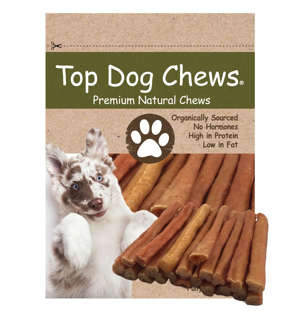Top Dog Chews Tendón de Pavo Redondo Suave, ideal para perros grandes y masticación controlada.