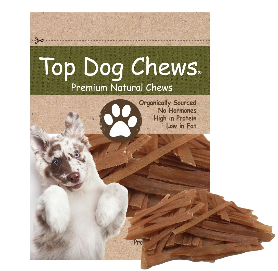 Top Dog Chews tendones de pavo planos en bolsa 1 lb, recompensa para entrenamiento