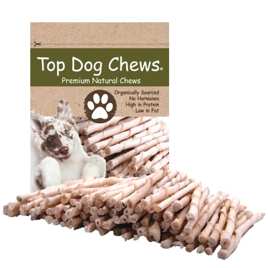 Top Dog Chews trenza rawhide de 5 pulgadas para limpieza dental suave.