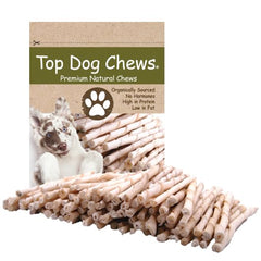 Top Dog Chews trenza rawhide de 5 pulgadas para limpieza dental suave.