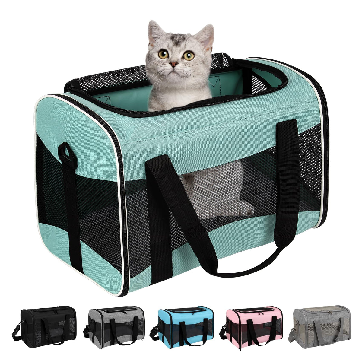 Top Tasta transportadora para gatos con dimensiones 17x11x11, ideal para viajes.