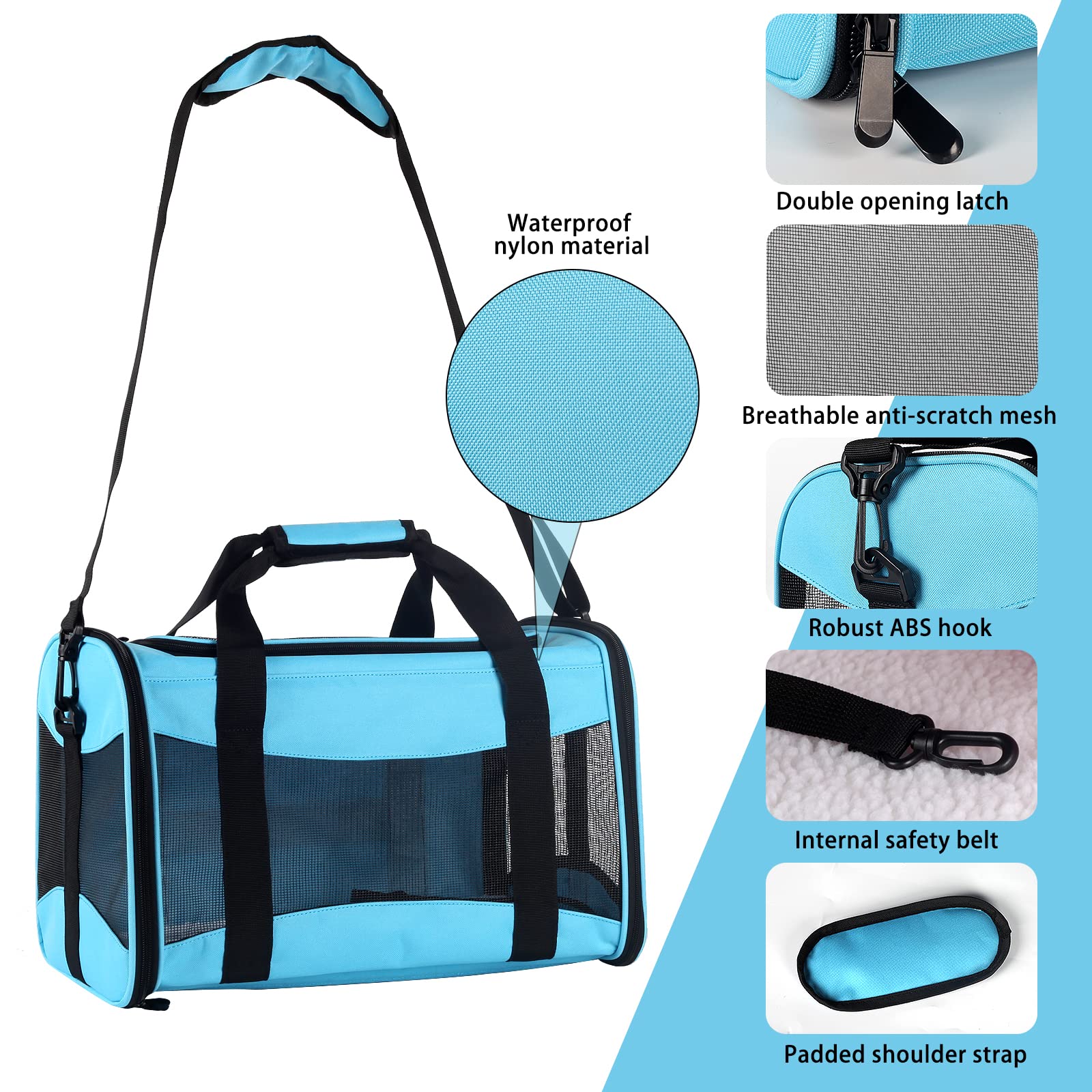 Top Tasta transportín, mallas de nylon para buena ventilación.
