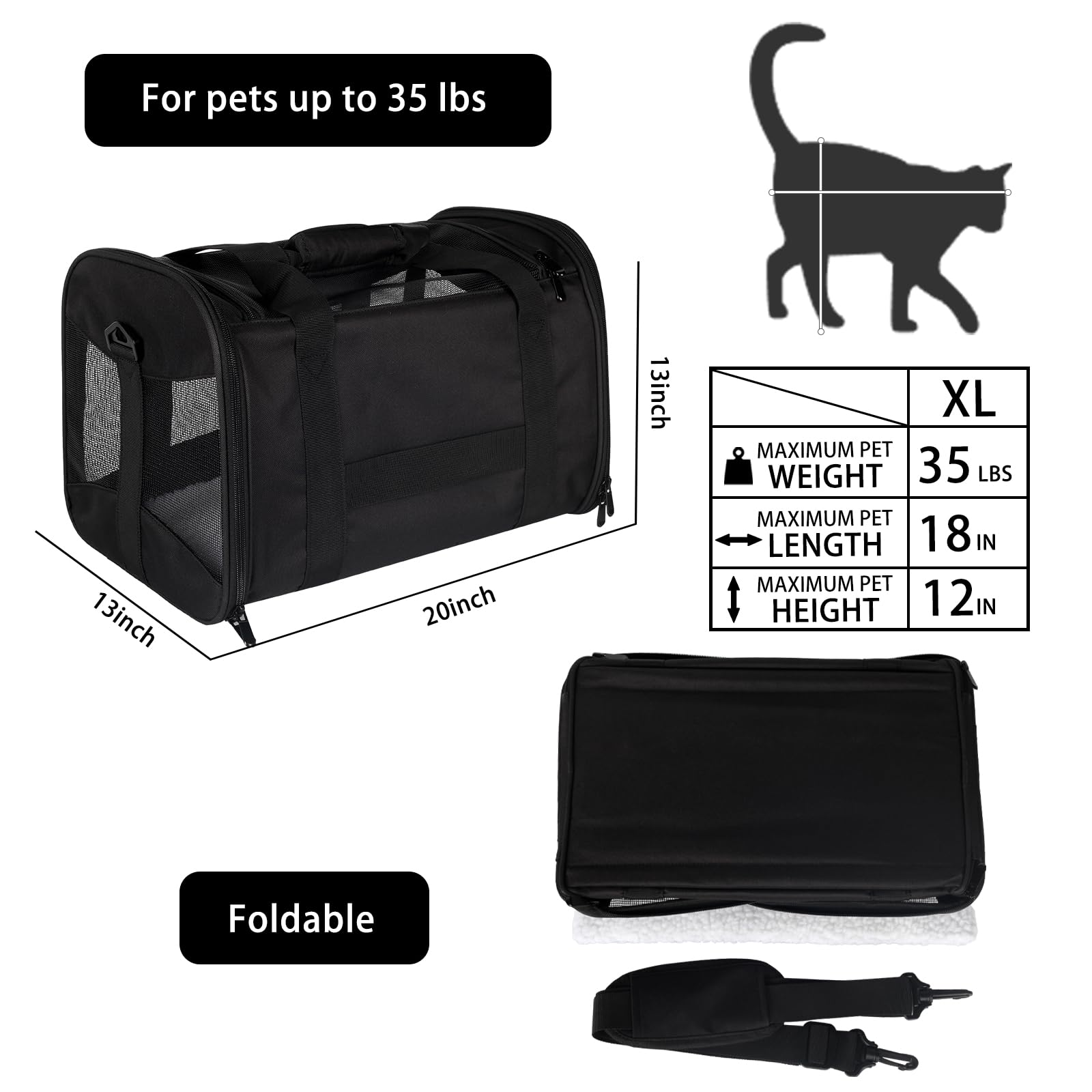 Top tasta transportín mascotas, plegable y duradero para viajes.