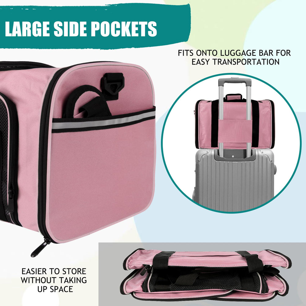 Top Tasta transportín mascotas rosa, base acolchada removible para descansar.