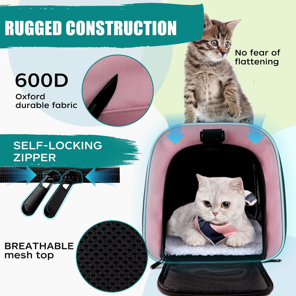Top Tasta transportín mascotas rosa, correas dobles para llevar con comodidad.