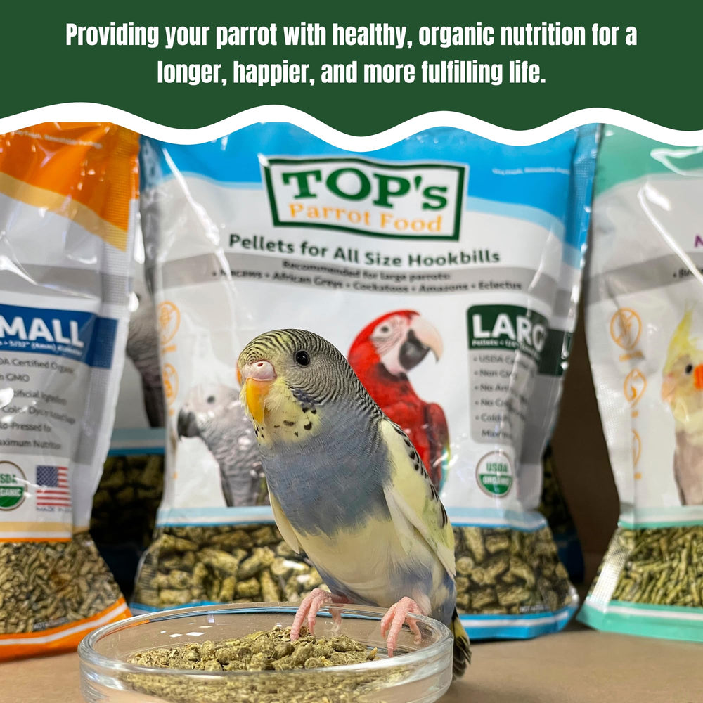 TOP's Parrot Food Mini Granulos sin maíz ni OGM, opción más limpia