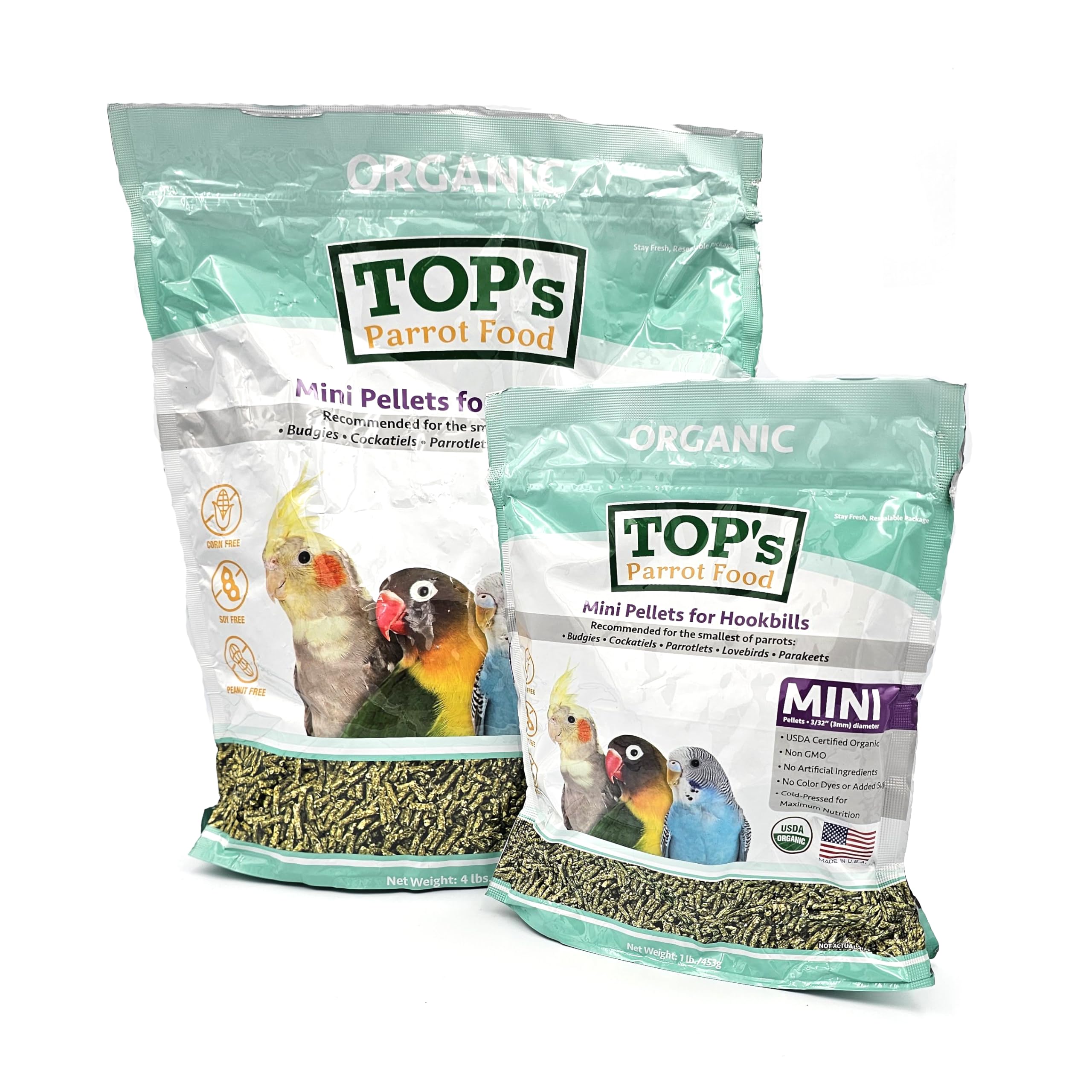 TOP's Parrot Food Mini Pellets: dieta completa sin rellenos ni colorantes artificiales.