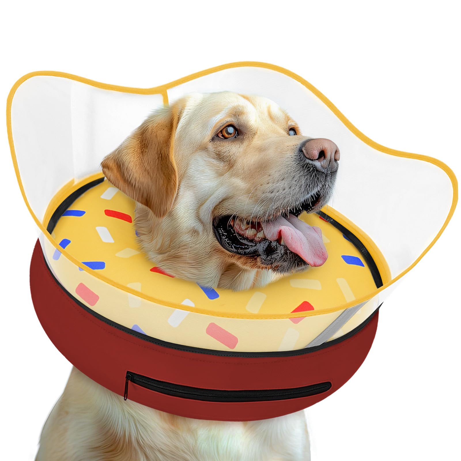 Collar rosquilla de Toptakeit para perro, evita lamidos y apoya la recuperación.