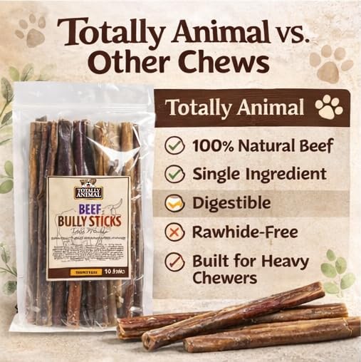 Totally Animal Palitos de res para perro, ingrediente único y natural