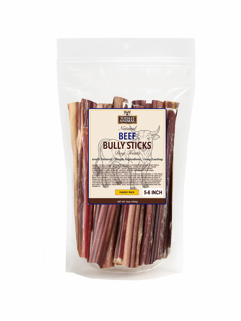Totally Animal Palitos de res para perro, sin granos, opción limpia para la dieta