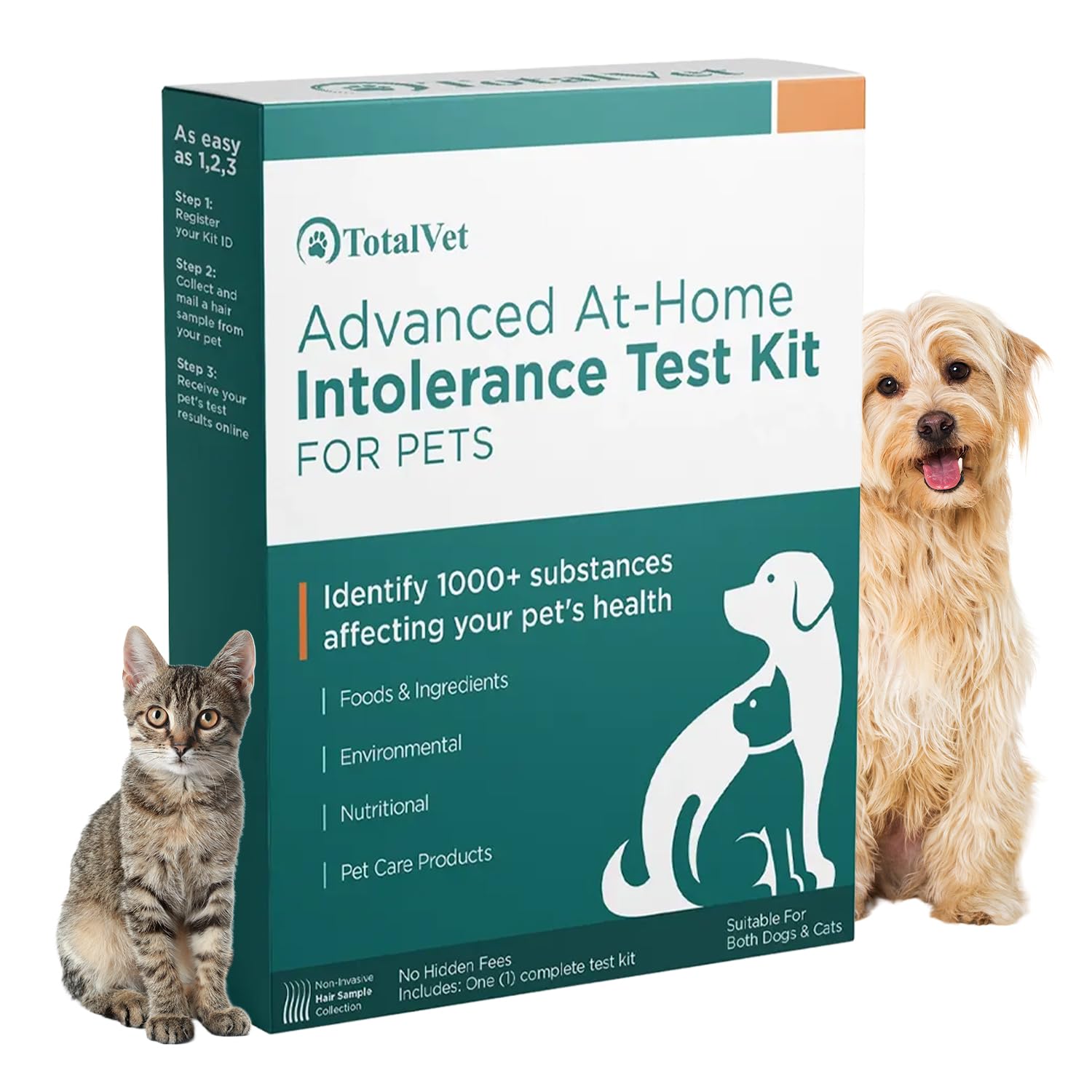 TotalVet prueba de alergias para perros con muestra de pelo, útil para detectar sensibilidades.