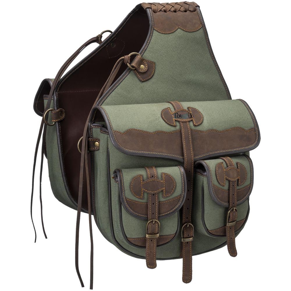 Tough 1 bolsa de senderos en lona con cuero, tono salvia, para organizar tus esenciales.