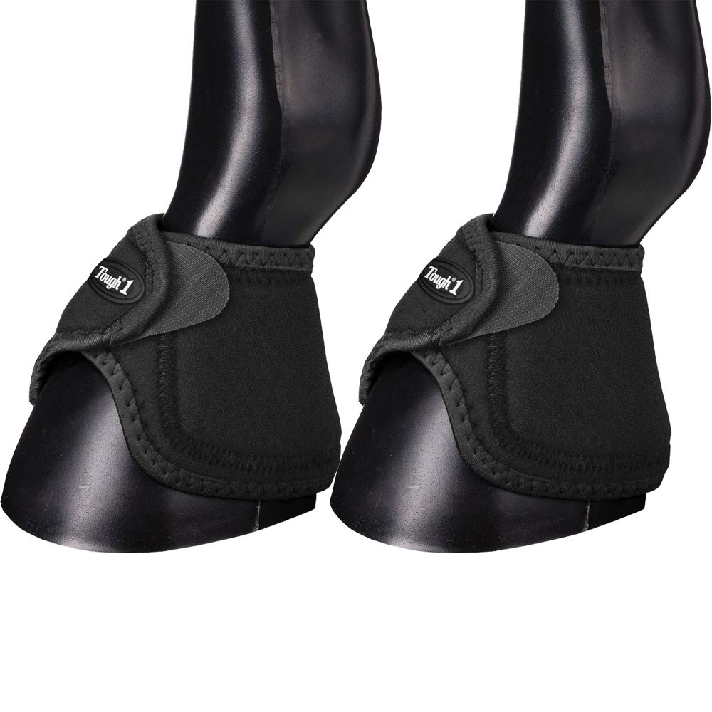 Tough 1 botas de sobrealcance negras, vista frontal, protección para pezuñas