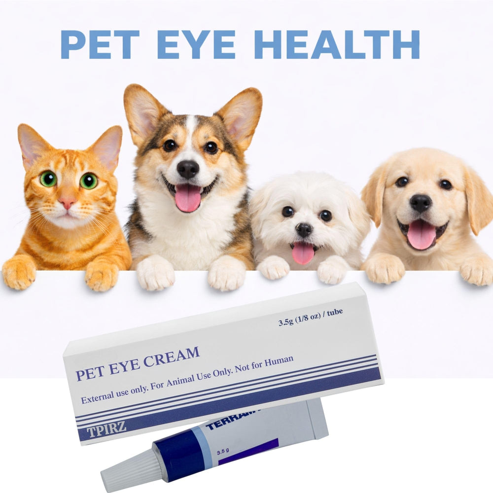 TPIRZ crema ojos mascotas etiqueta visible para uso correcto.