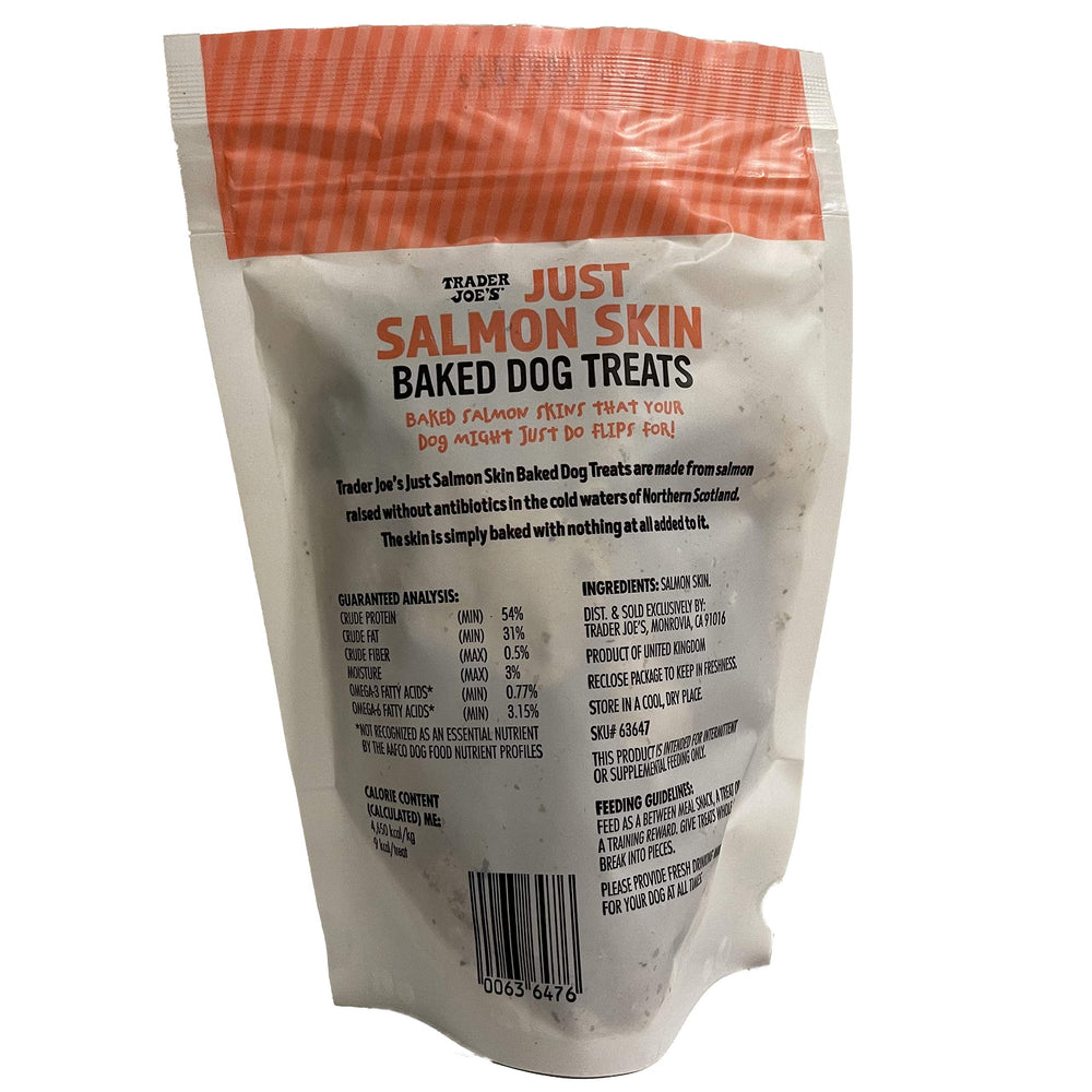 Trader Joe's Just Salmon Skin Baked Dog Treats, snack diario para perros activos