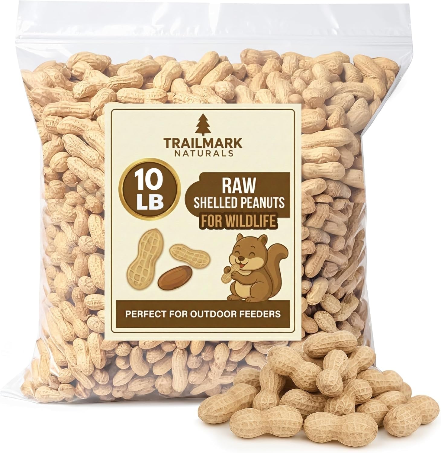 Trailmark Naturals cacahuates crudos en cáscara para ardillas, snack natural y nutritivo