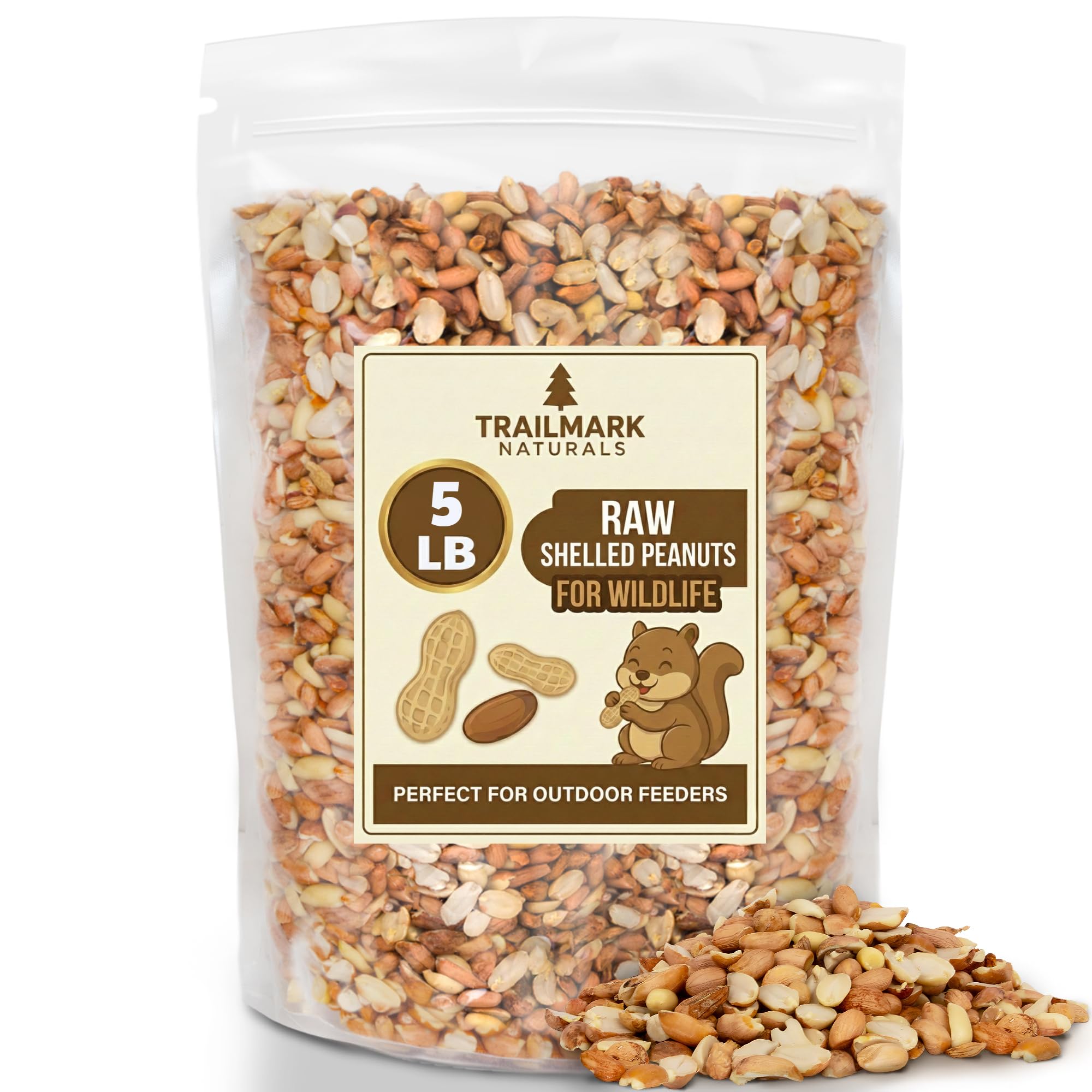 Trailmark Naturals cacahuates crudos sin sal en bolsa para ardillas