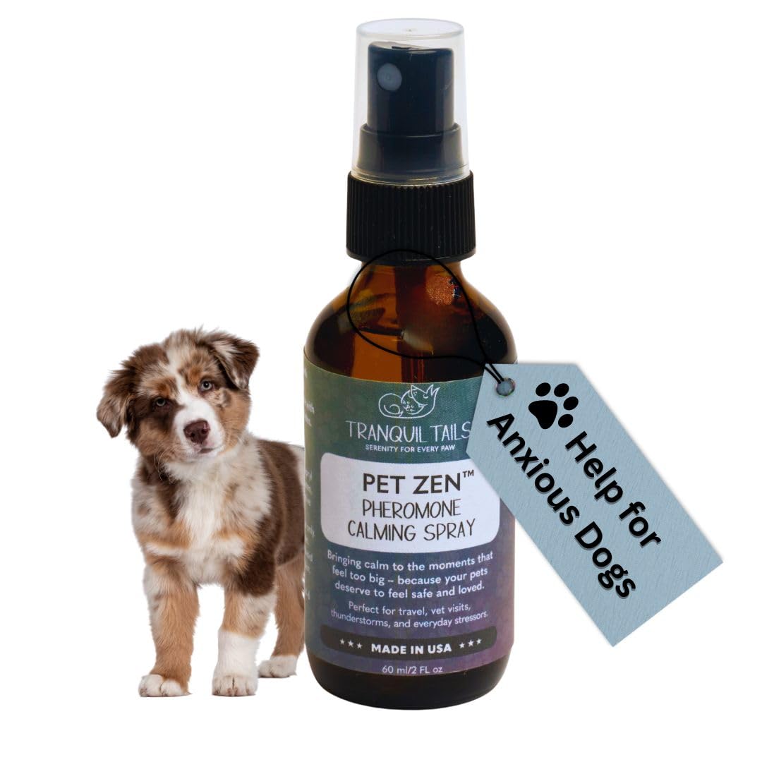 Tranquil Tails Feromona para perros, botella para calmar perros de cualquier tamaño.