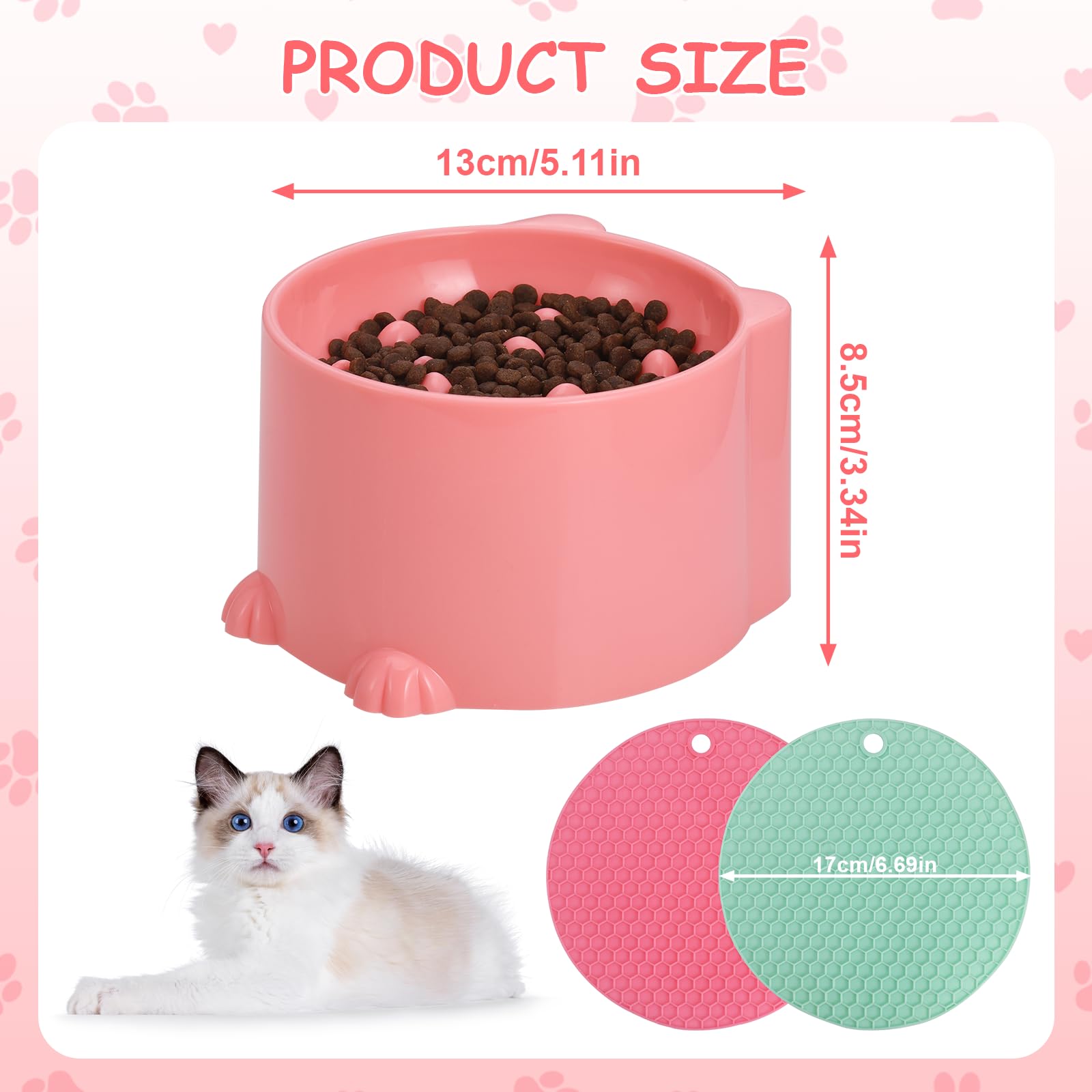 TranRantic tazón alto dúo rosado: diseño ergonómico para gatos