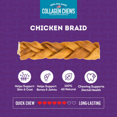 Treatly trenzas duraderas de piel de res, sabor pollo, satisfacción de morder prolongada.