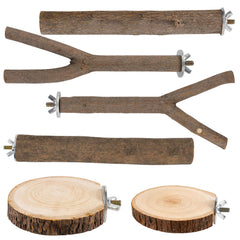 Treewoll percha de abedul recta natural para posarse y ejercitar las patas.