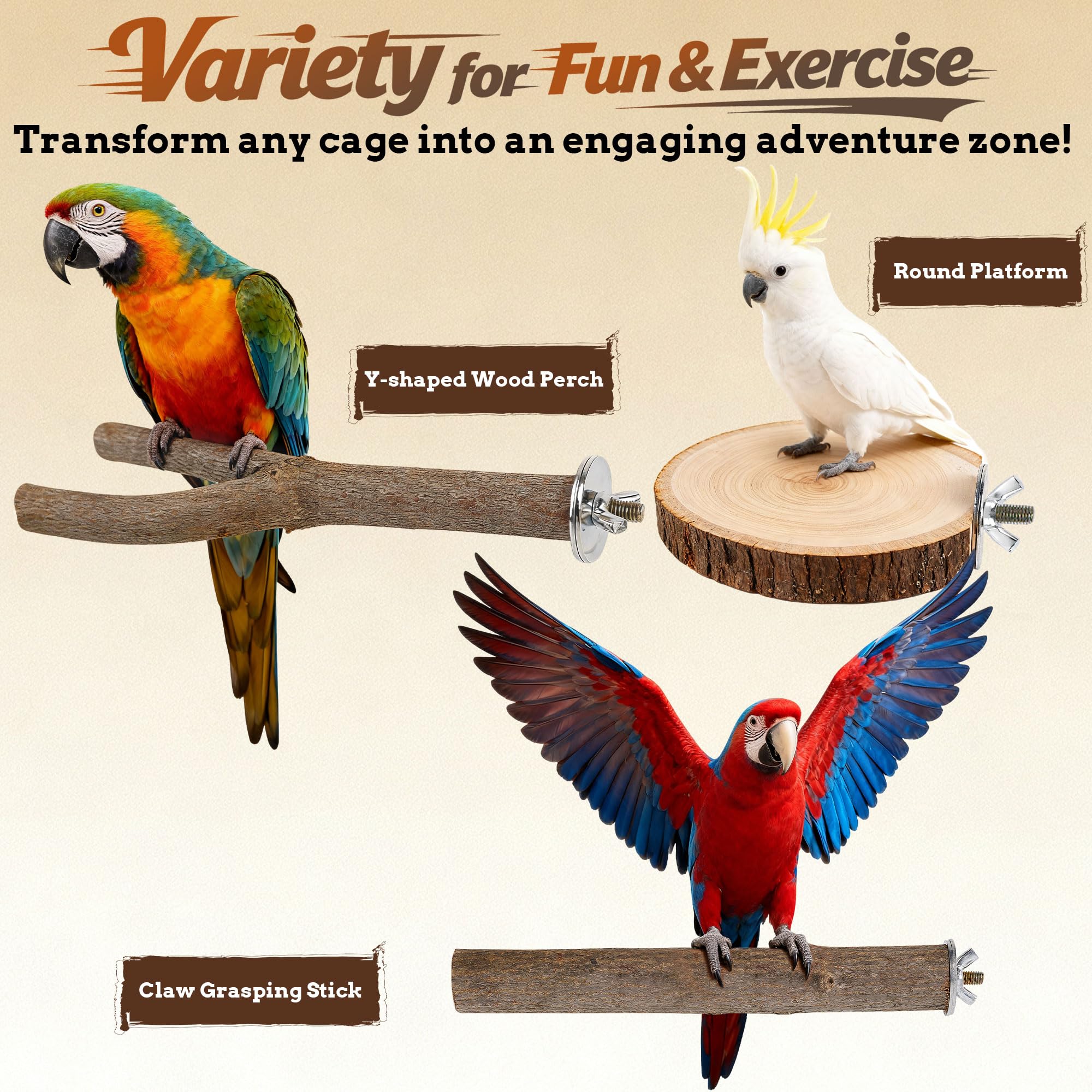Treewoll perchas para aves pequeñas y medianas, ideales para periquitos y agapornis