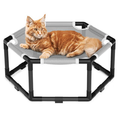 Tresbro cama-gato colgante hexagonal: área amplia para estirarse y descansar dentro o fuera