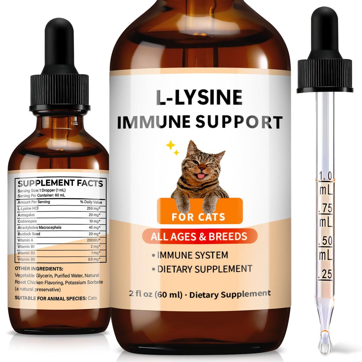 Trihood L-Lisina para gatos, frasco 60 ml, apoyo inmune diario