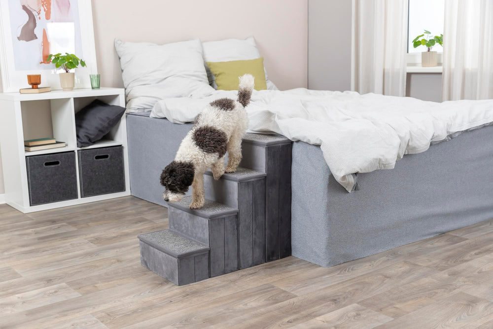 TRIXIE Velour escaleras plegables para perros, ahorro de espacio.