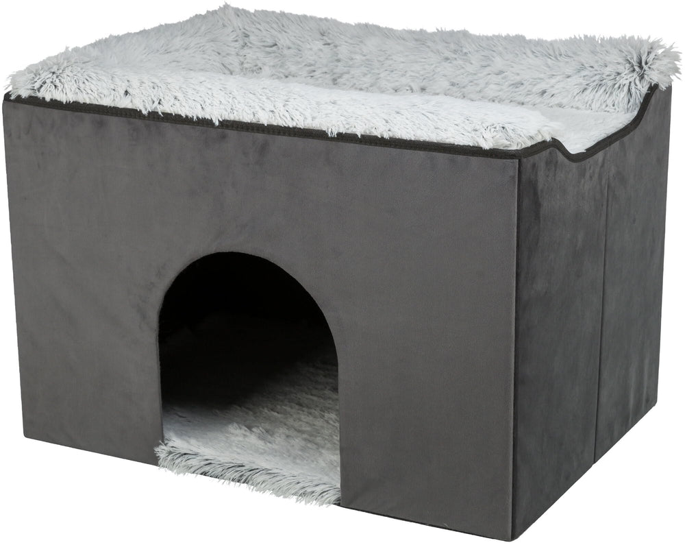 TRIXIE Harvey Cave con cubertura velour: refugio suave para gatos y perros pequeños.