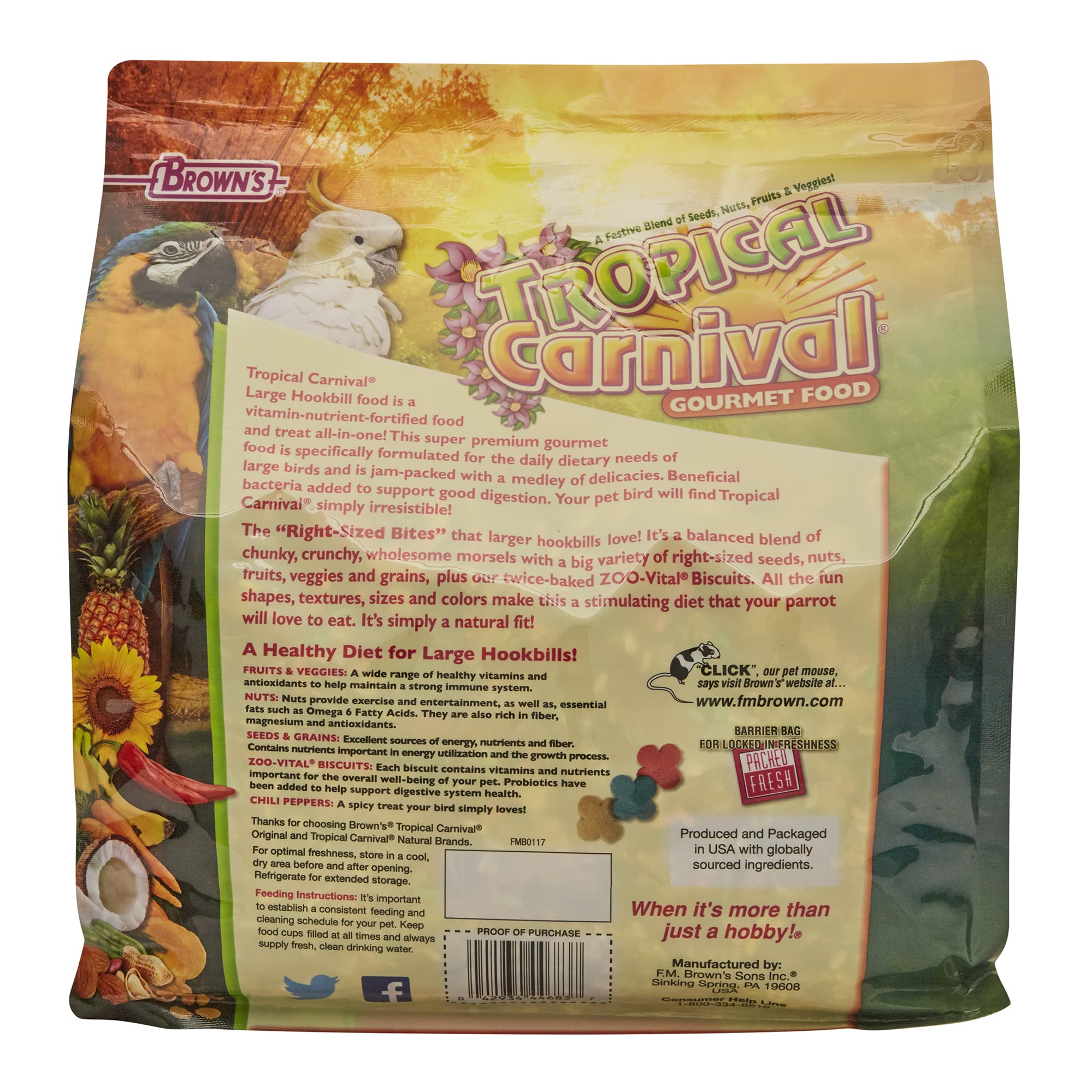 Mezcla de frutas de Tropical Carnival para loros grandes, sabrosa