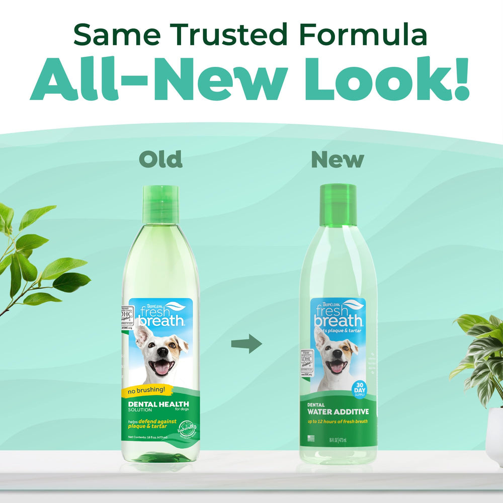TropiClean aditivo de agua para perros, aliento fresco que dura horas.