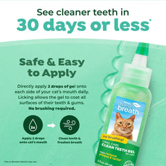 Aplicación fácil de Tropiclean en dientes de gato sin cepillo.