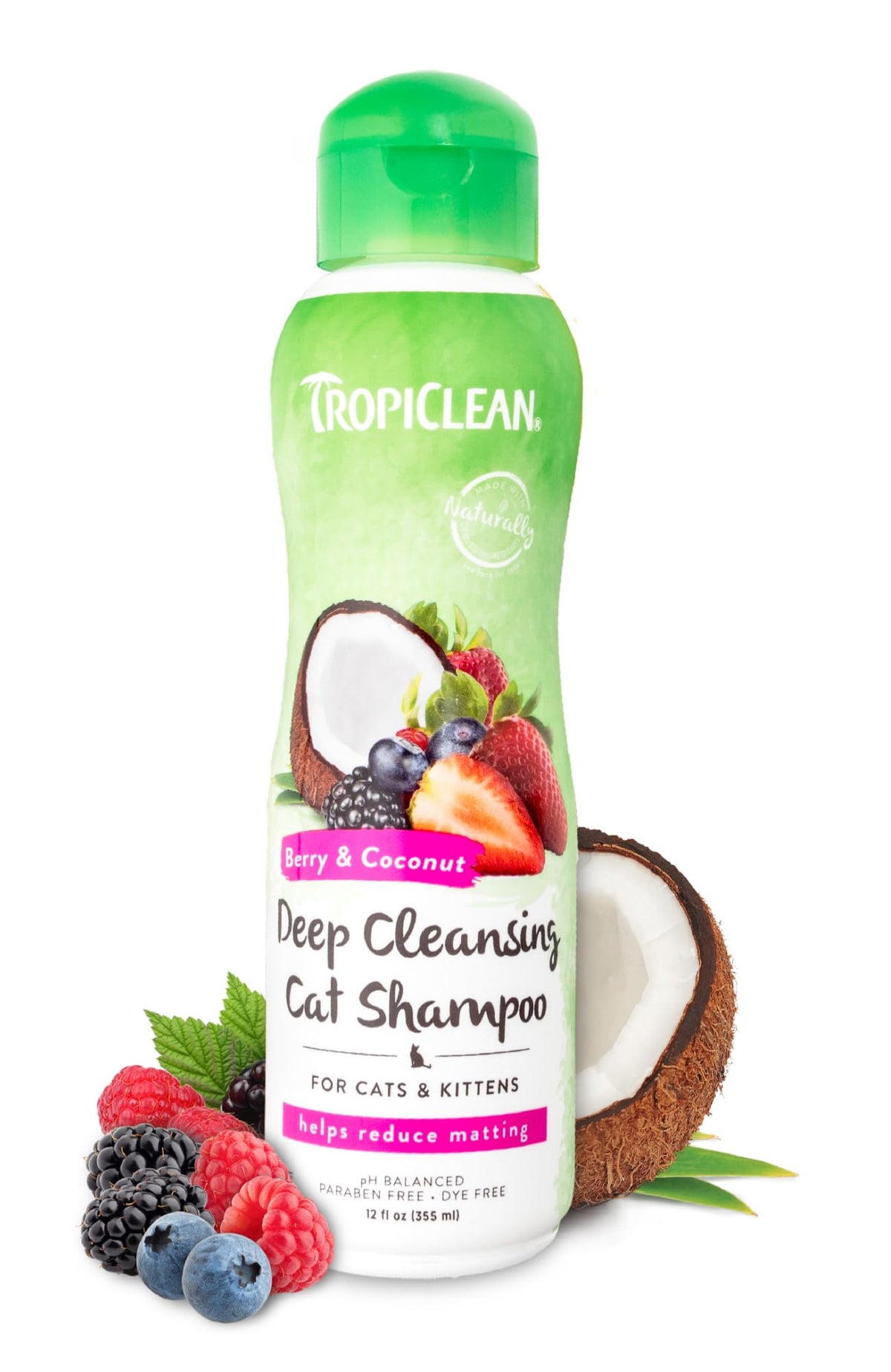 TropiClean champú para gato desodorante en botella con aroma berry para olores persistentes