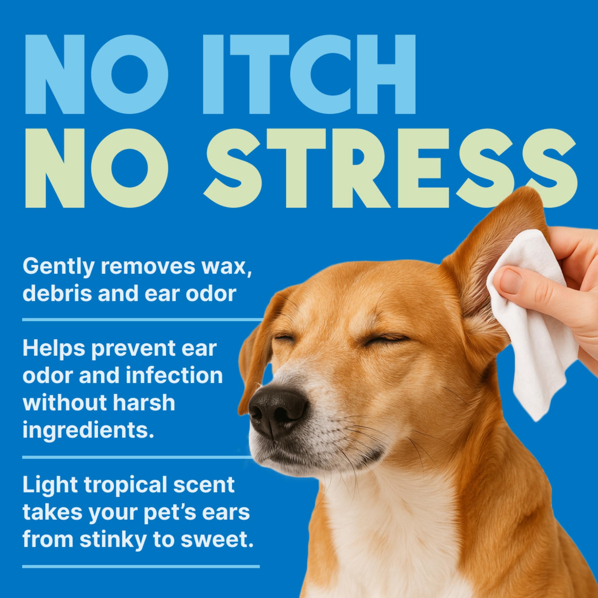 Eliminador de olor de oídos TropiClean para perros, frescura rápida.