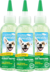 TropiClean Fresh Breath gel dental en empaque muestra formato listo para usar sin cepillado.