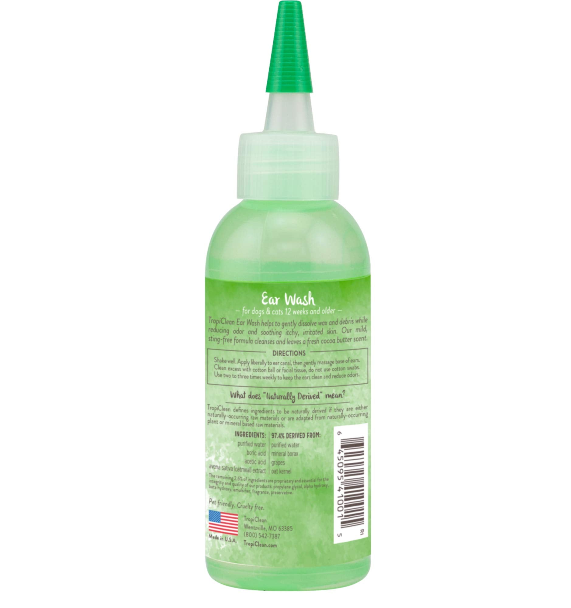 TropiClean hecho en EE. UU., cuidado de oídos para mascotas en botella de 4 oz.