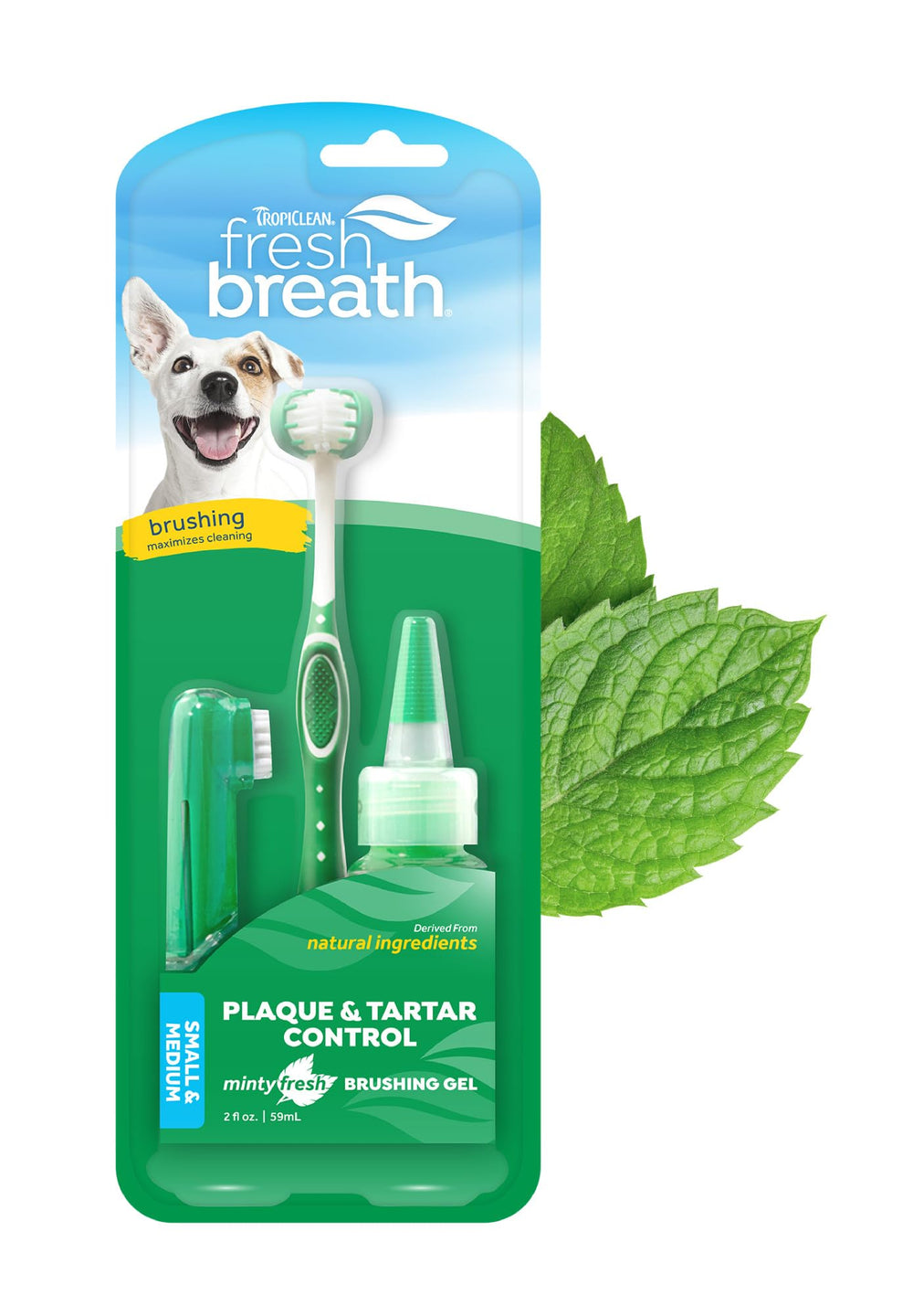 TropiClean kit cepillo-dientes-perros, limpieza diaria y aliento fresco para tu mascota.