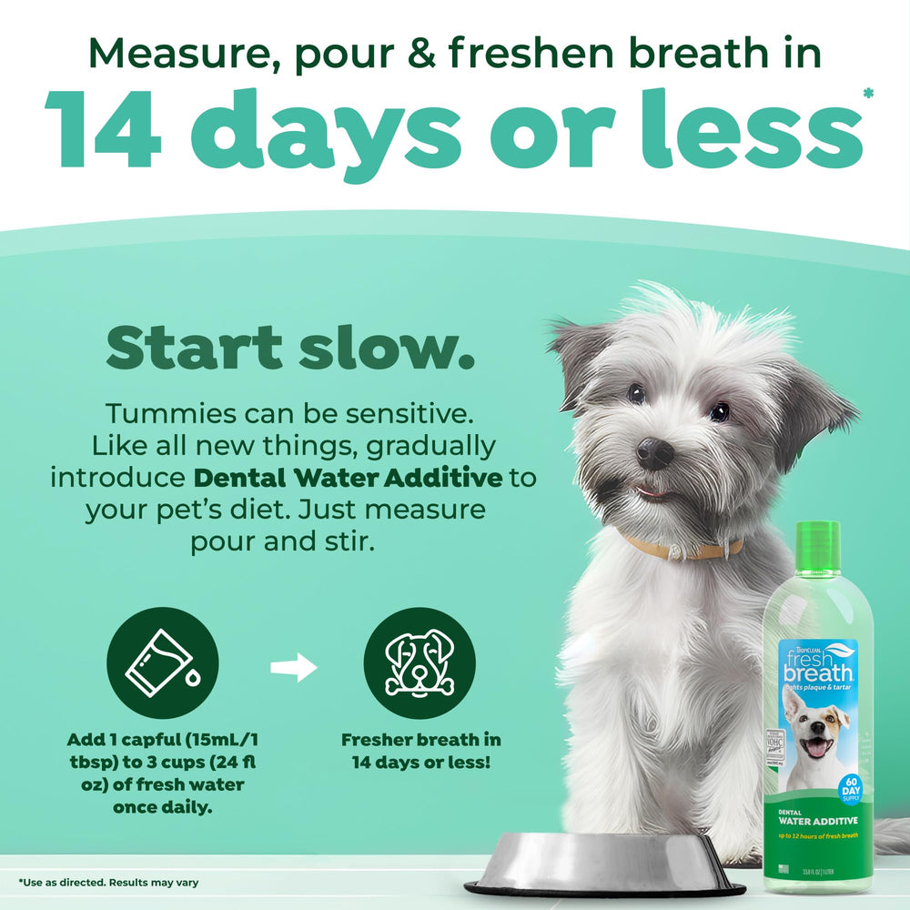 TropiClean: medidor de dosis para aliento más fresco y uso sencillo.
