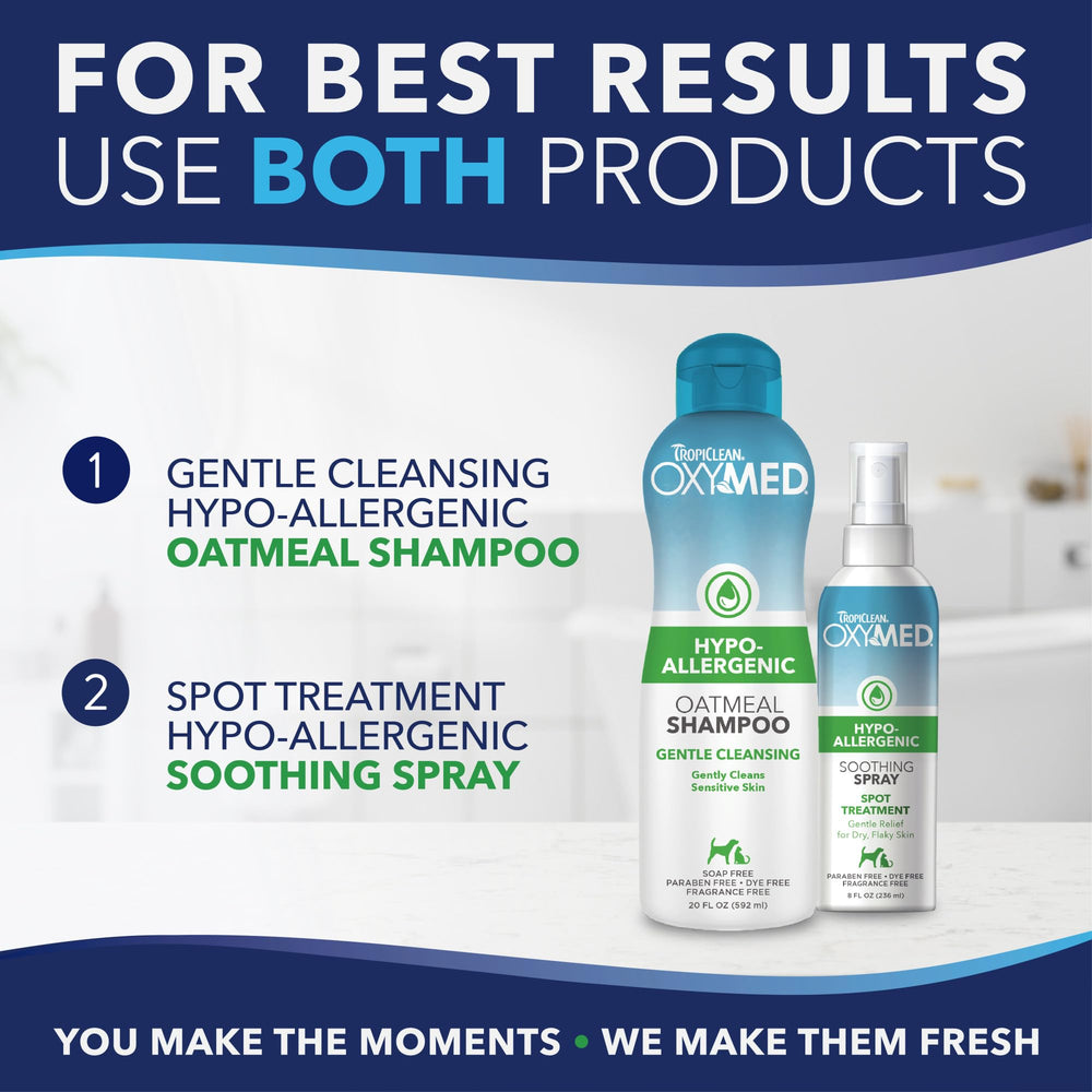 TropiClean OxyMed, rutina de baño diaria para pelaje limpio y suave.