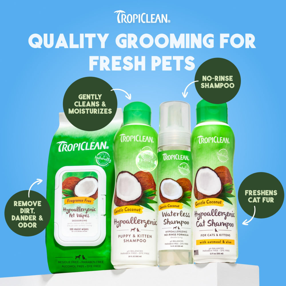 TropiClean apto para cachorros y gatitos, uso seguro.
