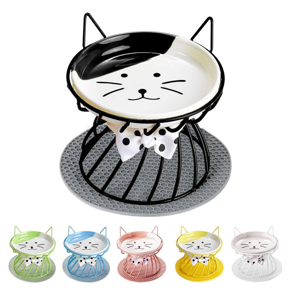 TRUNDISAN comedero elevado para gatos en cerámica, vista frontal.
