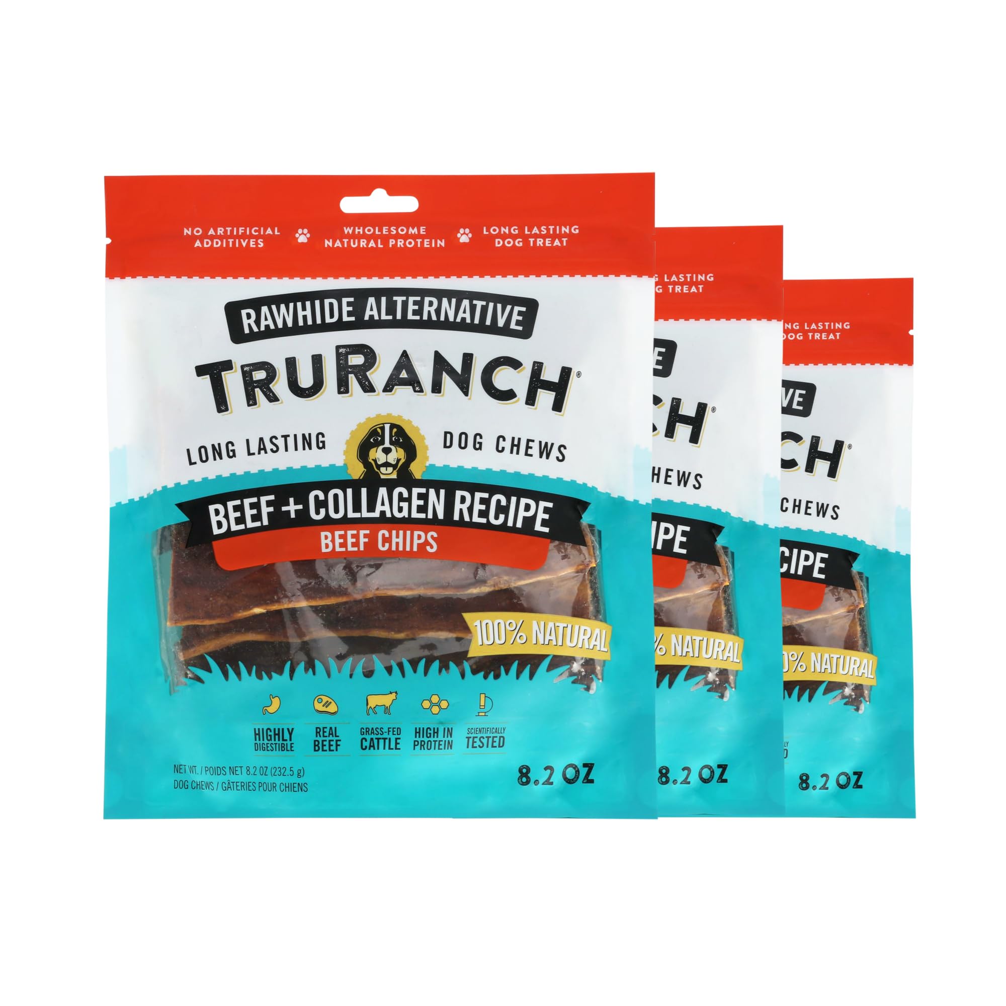 TRURANCH Chips Colágeno para perros, sabor ternera, premio sabroso para cada mordida