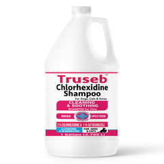 Truseb: vista frontal de la botella para un lavado suave en mascotas.