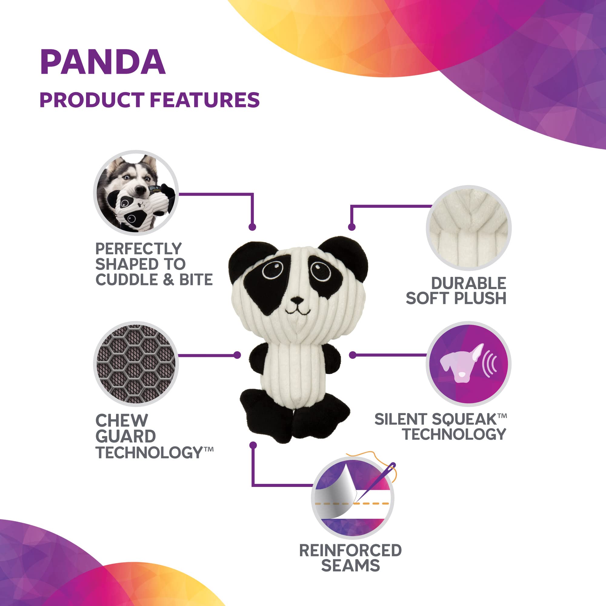 TrustyPup Panda Dimensiones 9x6x3 Pulgadas: tamaño cómodo para perros medianos