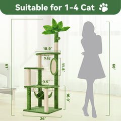 TSCOMON Torre multinivel con hamaca para gatos, descanso cómodo.