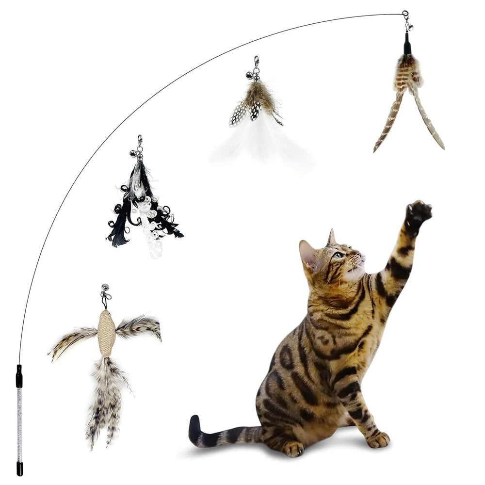 TTcat varita para gatos con pluma, estimula la caza y el ejercicio en casa.