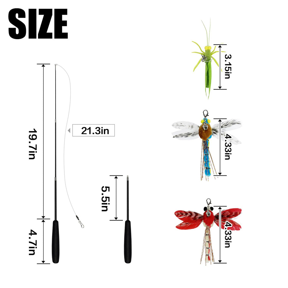 TTcat varita con plumas y saltamontes, ideal para juegos de persecución dentro de casa.