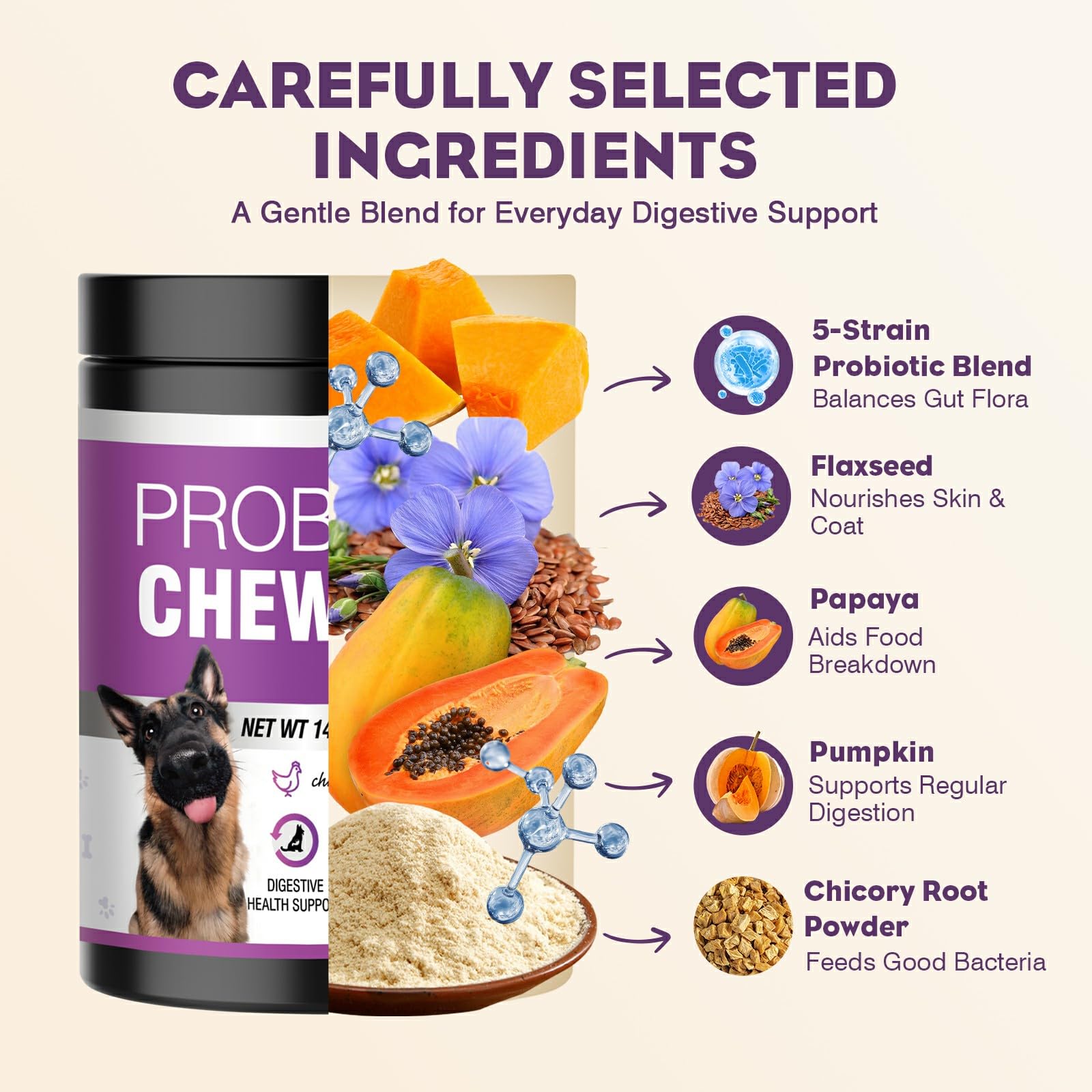 TTLXRL Bacillus subtilis: probiótico canino para equilibrio intestinal.